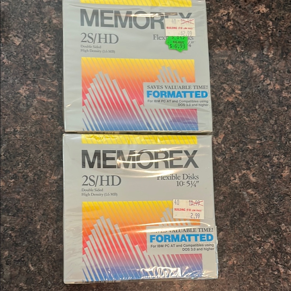 Memorex 2s/HD Flexible Disks 5 1/4”‎ Double Sides Floppy Disks 1.6MB 2 Packs